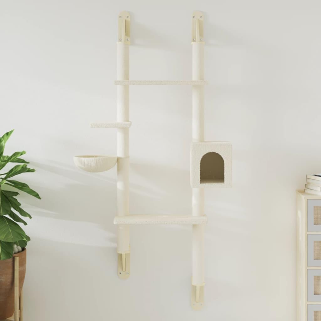 Mangloder - Tiragraffi da parete per gatti, 180 cm, con colonna tiragraffi, cuccia per gatti, amaca, superfici di riposo, sisal e peluche, albero da arrampicata per appartamento, balcone, angolo