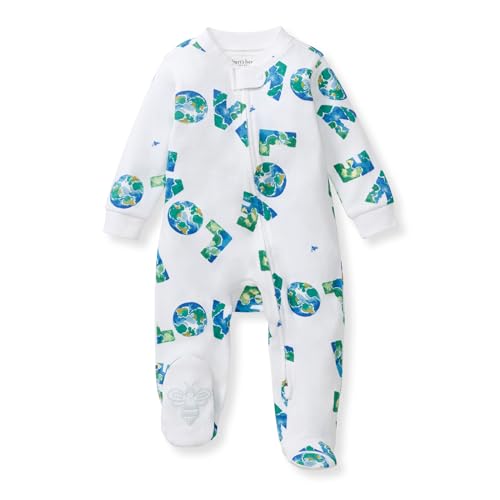 Burt's Bees Baby Boys' Organic Cotton Sleep and Play Footed Pajamas, One-piece Zip Front Romper,...