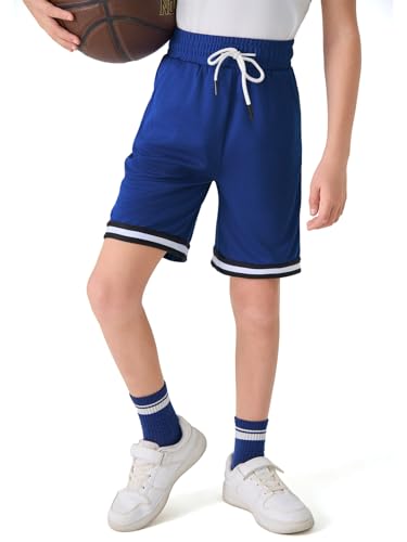 Haloumoning Boys Athletic Basketball Shorts Kids Mesh Active Quick Dry Shorts with Pockets 5-14 Years
