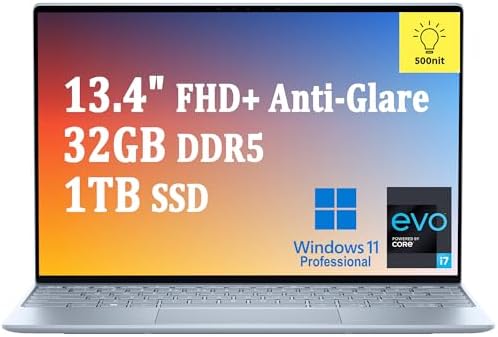 Dell XPS 13 9315 Thin and Light Business Laptop I 13.4" FHD+ 500nits Anti-Glare I 12th Gen Intel Evo 10-Core i7-1250U I 32GB DDR5 1TB SSD I Backlit Thunderbolt4 Fingerprint Win11 Pro Sky Blue