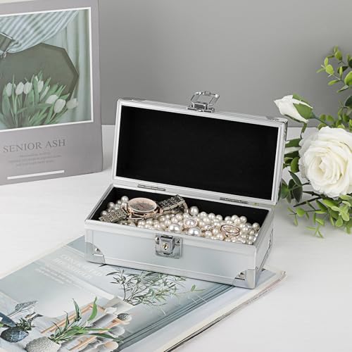 Caisse à monnaie verrouillable coffret argenté rangement monnaie de table