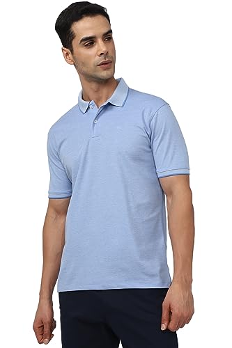 Image of Peter England Men's Premium Branded Regular Fit Half Sleeve Polo T-Shirt | Cotton Rich | Birds Eye Interlock Weave| No Pocket