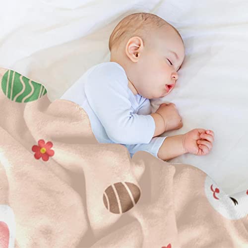 Couverture douce lapin et œufs de Pâques jeté de lit cocooning enfant