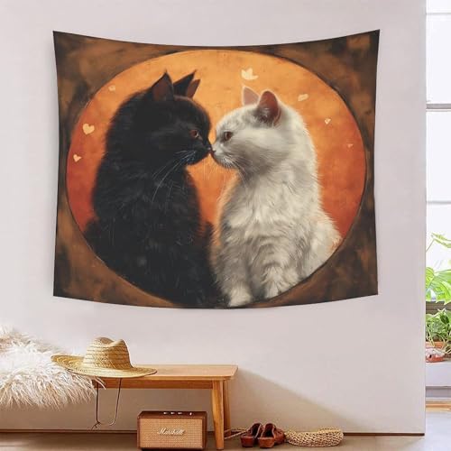 Effet tapisserie décoration murale chat 3D tissu géant 180x230