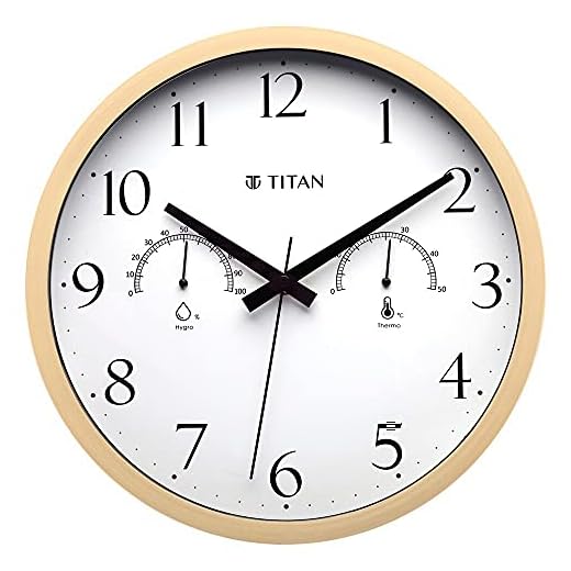 Titan Contemporary Wooden Finish White Wall Clock With Thermometer & Hygrometer - 30 Cm X 30 Cm (Medium) - Analog