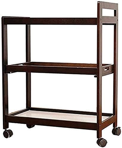 - Sheesham Wood 3-Tier Solid Wood Rolling Bar Cart Wine Serving Utility Kitchen Storage Seasoning Rack on Wheel, for Dining Room Bar Trolley (3 Tier, Black) Style 2001