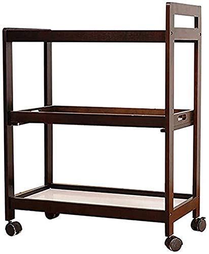 VM DECOR Sheesham Wood 3-Tier Solid Wood Rolling Bar Cart Wine Serving Cart, Wheels,Utility Cart, Kitchen Storage Cart, Seasoning Rack on Wheel,for Dining Room bar Trolley (3 Tier, Black) Style 2001