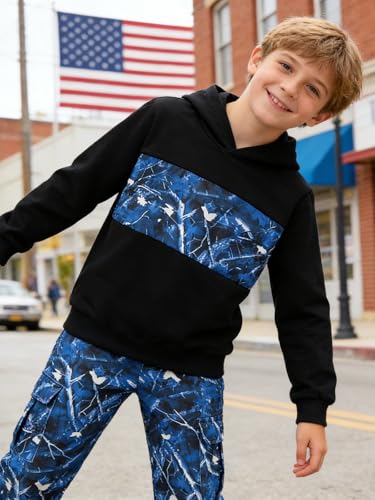 Image of 5-12 Years Boys Clothing Set Camo Hoodie & Cargo Pants Outfits Set 2025 Fashion Clothing