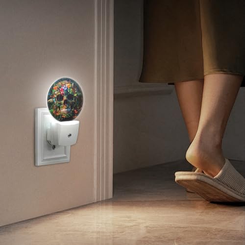 Image of LED Night Lights Lamp with Dusk to Dawn Sensor, Exquisite Tropical - Flowered Skeleton Night Light Plug Into Wall for Kids Room, Bedroom, Bathroom, Kitchen, Hallway