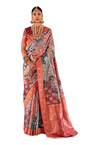 Sari traditionnel en soie douce semi-cousu 8917 pour femme coloris multicolore