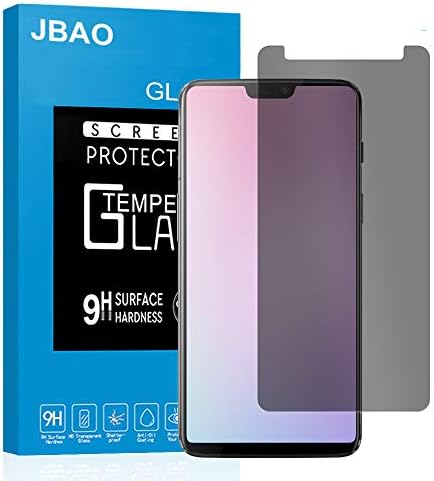 [2-PACK] OnePlus 6 Privacy Screen Protector, Jbao Direct [Self-adhesive] [Privacy Protection] [Scratch Resistance][Anti-fingerprint] [No-Bubble] [Ultra Clear] 9H Hardness Tempered Glass Protector Film