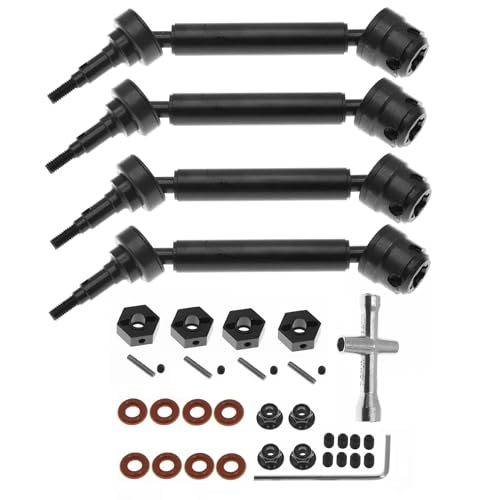 CVD Slider Driveshaft #45 Steel Aluminium Alloy Front and Rear Drive Shaft Axle for Arrma Big Rock 3S Granite Senton Vorteks 3S Mega 550 Gorgon Upgrade Parts (Black)