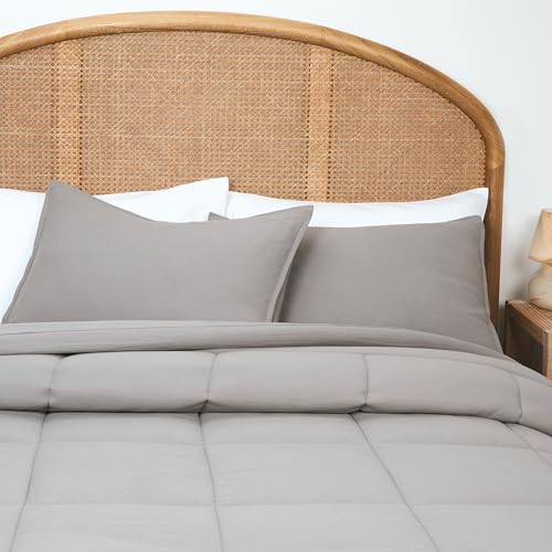 UGG Full/Queen Comforter Set with 2 Pillow Shams, Lightweight Down Alternative Blanket, Reversible Cozy Warm All Season Washable, Hypoallergenic Bedding Set, Light Grey (Leonora)