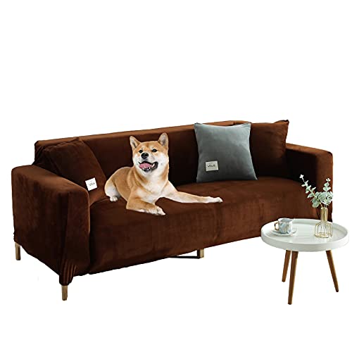 Felpa Fundas De Sofá para 3 Cushion Couch,Terciopelo Funda Cubre Sofá Elastic Cubierta De La Silla...