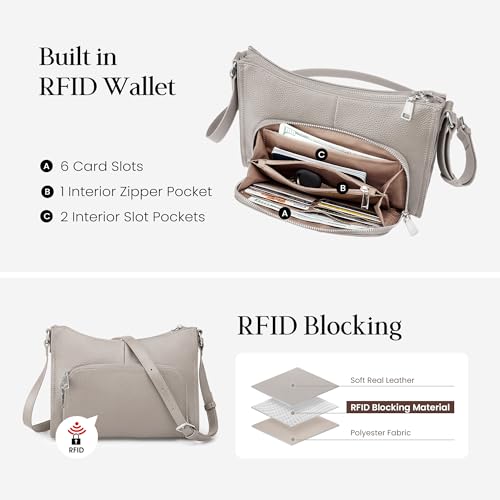 Image of befen Genuine Leather Crossbody Purses for Women, Women's Small Crossbody Shoulder Bag with Built in RFID Wallet