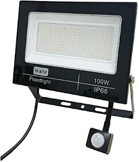 RunQiao LED Floodlight 100W PIR Sensor Motion Security Flood Lights Outdoor Garden Warm White/White (White)