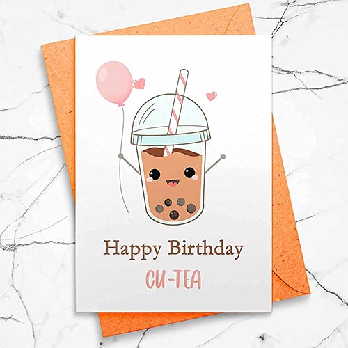Cu-Tea Birthday Card - For Friend Cute Birthday Card, Cute Birthday Card, For Her, Cute For Boyfriend, Bubble Tea Card For Him [00104]
