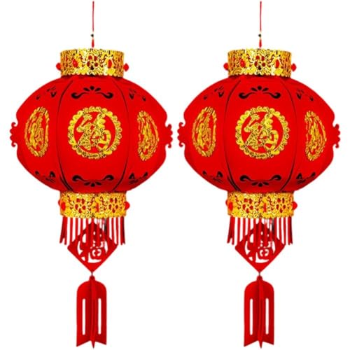 Stakee Farol Chino Colgante con Borlas, 2 Piezas, Adorno Colgante De Suerte para Año Nuevo, para Festival De Primavera, Suministros Navideños