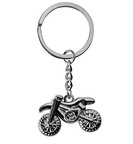 DonJordi Porte-clés moto motocross en métal - Le cadeau pour tous les motards et motards - Pendentif comme machine de moto cross, argenté, taille unique