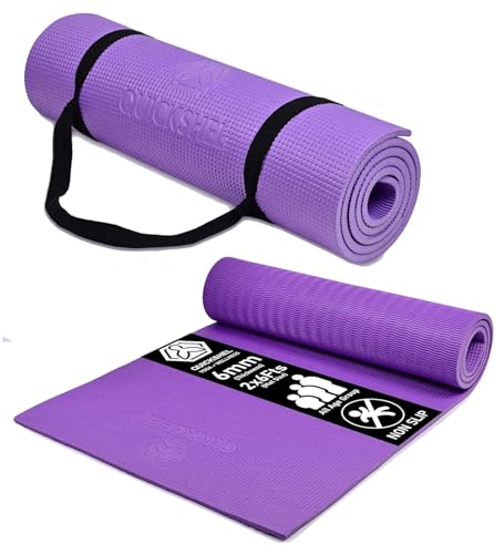 Image of Yoga mats Exercise Mat Anti-Skid Water /Dirt Proof Lightweight easy to Carry for home and gym workouts for men women children with Carry Strap (2fts x 6fts) (6mm Thickness) (PURPLE)