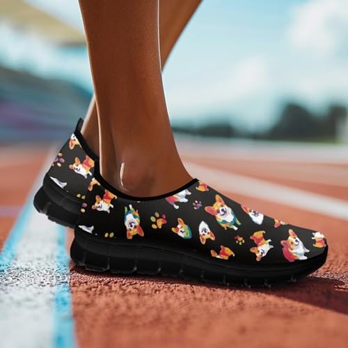 Dog Print Slip on Loafers for Women Anti-Skid Running Sneakers No Laces Breathable Sport Shoes2