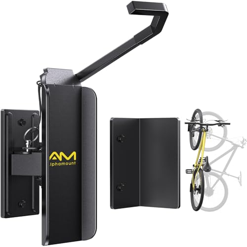 AM alphamount Supporto da parete girevole per bicicletta, in metallo, con maniche resistenti, portabici verticale salvaspazio con rotazione a 180°, per casa e garage, supporto per bici fino a 29,9 kg