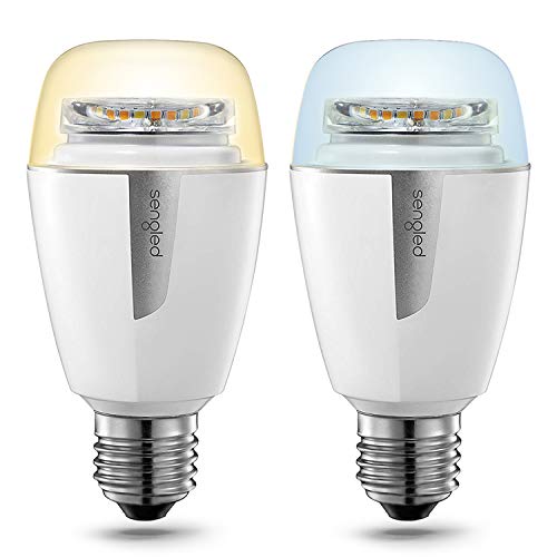 Sengled Element Plus Smart LED Gloeilampen, Dimbare LED-lampen Warm en Koel Wit 60 W Equivalent, Werkt met Alexa/Google Assistant/Echo, App Afstandsbediening, E27, Pack van 2