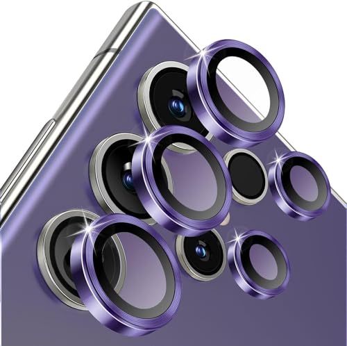 Image of Skinomi Camera Lens Protector Compatible with Samsung Galaxy S24 ultra 5G [Anti-Scratch] Premium Tempered Glass Film Aluminum Alloy Lens Ring Cover- Titanium purple
