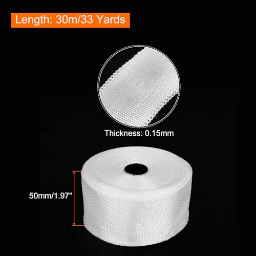 Image of MECCANIXITY 1pcs Fiberglass Cloth Tape 30m(33 Yard) x50mmx0.15mm C Glass Fiber Fiberglass Mesh Glass Fiber Mesh Woven Fiberglass Fabrics Insulation Tape for Reinforcement Repair