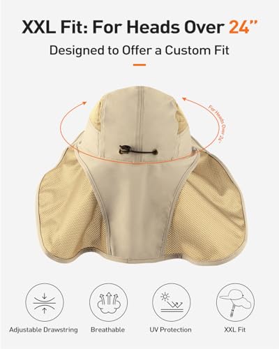 Image of Zylioo 3XL /2XL /XL /L /M UV Boonie Sun Hat,Oversize UPF Summer Hat,Quick-Dry Breathable Fishing Hat with Floppy Wide Brim