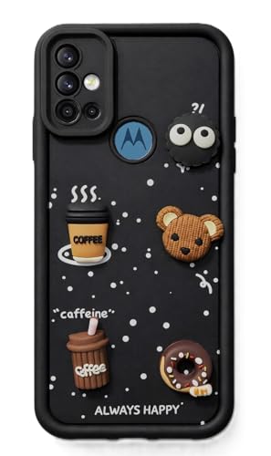 Image of Bintage Cute Fun Taddy| 3D Ball Bear| Donut| Coffee Rubber Case Camera Protection Back Cover Compatible for Motorola Moto G30 - Black