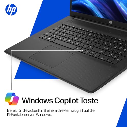 HP Laptop mit 17,3 FHD Display, AMD Ryzen 7 7730U, 16 GB DDR4 RAM, 512 GB SSD, AMD Radeon-Grafik, Windows 11, QWERTZ, Schwarz inkl. 25 GB Dropbox-Speicher für 12 Monate