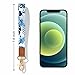 Hsxnam Wrist Lanyard Key Chain, Cute Wristlet Strap Keychain Holder for Women Men Keys ID Badges Phone Airpods, Blue Leaves