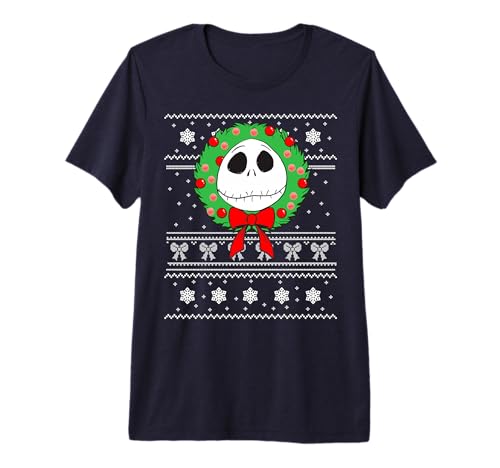 T-shirt Jack Skellington Disney avec couronne de Noël pour fan de L'Étrange Noël de Monsieur Jack