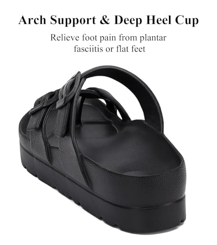 Image of Haifago Women's Platform Sandals with Arch Support, Summer Beach Slides Adjustable Buckle Comfortable Lightweight EVA Slip on Slide