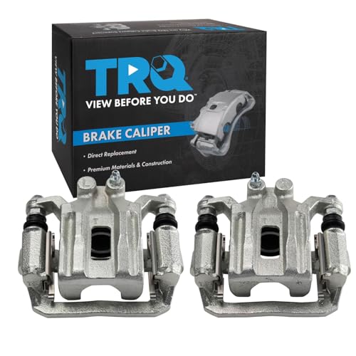 Image of TRQ Rear Driver and Passenger Side Brake Caliper Set Caliper Brackets Hardware Compatible with 05-21 Nissan Frontier 05-15 Xterra