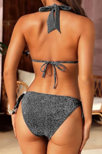 Image of Halter Triangle Bikini Set Two piece Low Rise Swimsuit