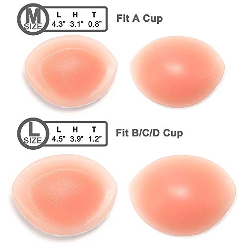 Women Thick Silicone Bra Pads Inserts Breast Enhancer Chest Padding Bust Push up Pds for B-C Cup, Skin L