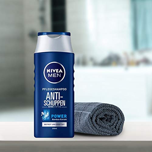Foto von NIVEA MEN Anti-Schuppen Power Shampoo (250 ml), effektives Haarshampoo mit Bambus-Extrakt, Pflegeshampoo befreit bis zu 100% von sichtbaren Schuppen