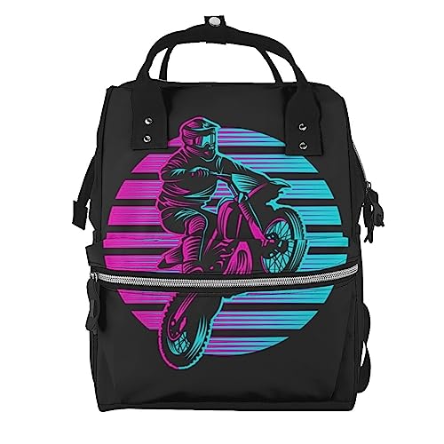 Sac à dos ordinateur Motocross Sunset au style rétro et design multicolore unique