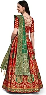 PURVAJA Women's Jacquard Semi-Stitched Lehenga choli