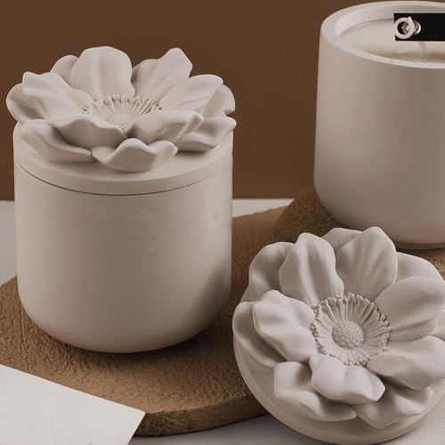 image for RUIYDZ Flower Lid Cylinder Candle Jar Silicone Mold for Scented Candle