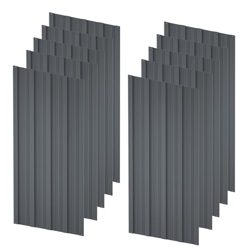 Roof Panels 10 pcs L42.52×W16.77 inch Galvanized Steel, Metal Corrugated