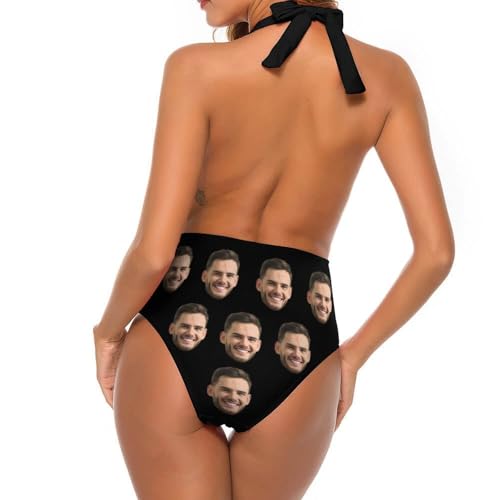 Custom Face Bathing Suit Personalized Picture Swimsuits for Women Funny One Piece Swimwear with Husband Face Photos4