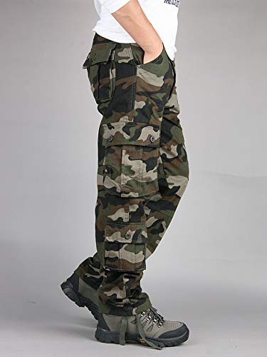 Men's Relaxed Fit Cargo Pants,Wild Military Army Camo Combat Work Outdoors Pants with 8 Pockets2