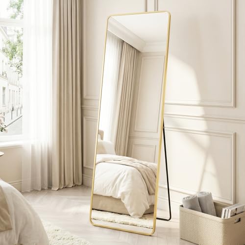 SONGMICS Miroir Intégral, 150 x 40 cm, Miroir Rectangulaire sur Pied, à Poser au Sol, Cadre en Alliage d’Aluminium, Verre Trempé, pour Chambre, Salon,...