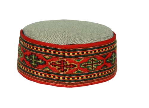 Image of Vastraa Fusion Himachali Topi for Men | Nepali Headwear | Traditional Kullu Cap | Pahadi Topi | Kashmiri Hat | Wool Handcrafted Ethnic Wear