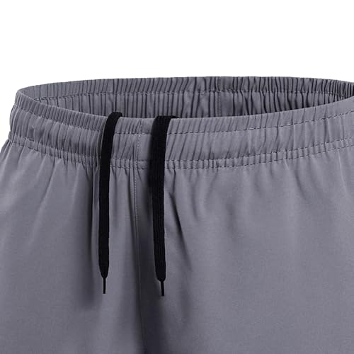 Men's Stretch Solid Drawstring Athletic Short Quick Dry Breathable Workout Shorts Casual Baggy Outdoor Shorts (Grey,5X-Large)3