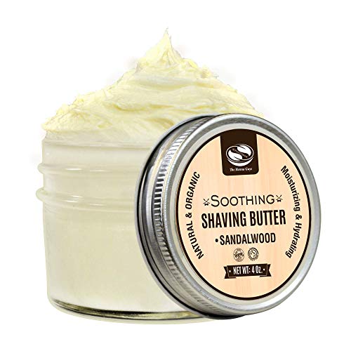 4 fl. Oz Sandalwood Shaving Butter Cream, Made with Moisturizing Shea Butter and Soothing Aloe Juice, Excellent Shaving Butter for Men With Sensitive Skin
