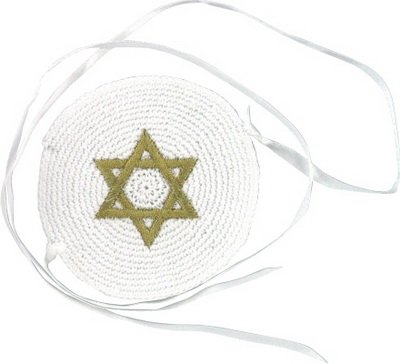 Baby Kippah with Ties - Star of David - Jewish Yamaka